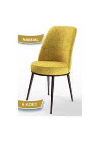 Resim Canisa Concept Dexa Serisi Hardal Renk 6 Adet Sandalye, Renk Hardal, Ayaklar Kahverengi Hardal 
