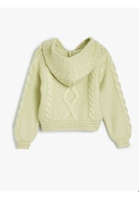 Resim Koton Kapşonlu Örgü Kazak Uzun Kollu Yeşil 5wkg90068at Yeşil 