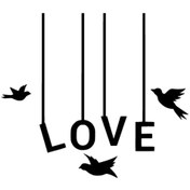 Resim habune Love Ve Kuşlar Sticker 10 X 9 Cm 