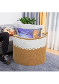 Resim Mavaux Cornrows Özel Örgülü Jüt Battaniye Sepeti Hasır Oyuncak Sepeti Jüt Çamaşır Sepeti 40-30 Jüt 