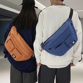 Resim 1 adet Çiftler için Rahat Naylon Göğüs Çantası, Geniş Kapasiteli, Katlanabilir, Ayarlanabilir Omuz Askısı, Fermuarlı Kapatma, Polyester Astarlı, Elde Yıkanabilir, Dikiş İpliği Detaylı, Seyahat ve Açık Hava Çapraz Çanta 