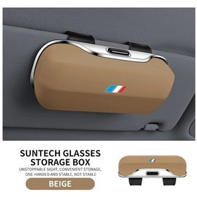 Resim Oldfriend Bej 1 Adet Spor Araç Güneşlik Gözlük Kılıfı Mavi Beyaz Logolu Çoğu Model İçin 