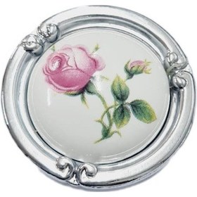 Resim Porselen Düğme Kulp Metal Krom Güllü / 5 Adet Altın 