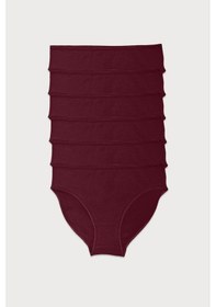 Resim Malabadi Kadın Bordo 6 Lı Paket Modal Dar Kalıp Ara Bel Slip Külot 187 Bordo 