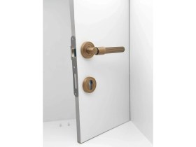 Resim Koldoor Erva Handles ZK79 Mat Antik Sarı Rozetli Yale Çelik Kapı Kolu Sol Basar Tek Yön 