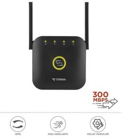 Resim Torima WR-25 300Mbps Wifi Sinyal Yakınlaştırıcı Güçlendirici Router Siyah 