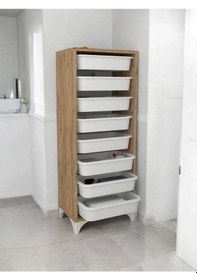 Resim 8 Sepetli Modern Oyuncak Dolabı Çok Amaçlı Dekoratif Dolap Çok Renkli 