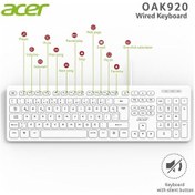 Resim Acer Oak920 Q Usb Beyaz 1.8mt Kablolu Klavye-tek Tuş Hesap Makinalı Sessiz Tuş 