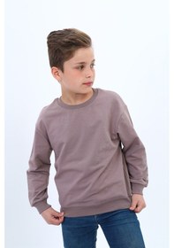Resim Toontoy Kids Toontoy Erkek Çocuk Relax Fit Bisiklet Yaka Hafif Düşük Omuz Sweatshirt - 2 İplik Kahve 