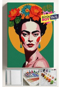 Resim Sayılarla Boyama Seti Numaralı Tuval Fırça Boya Dahil Kasnaklı Set 50x70 Cm - Kahlo 