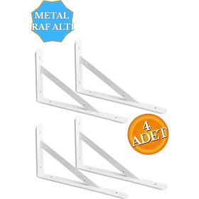 Resim Hobidabi Raf Altı Dekoratif Raf Tutucu Ayak Ferforje Beyaz 15X23 cm 4 Adet 
