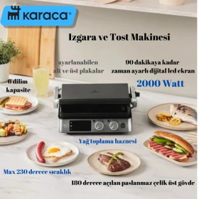 Resim Karaca Inox 2008 Döküm Izgara ve Tost Makinesi 6 Dilim Kapasiteli Tost Makinesi 