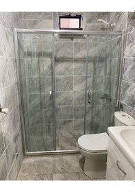 Resim Teknesiz Cam Duşakabin Düz 2 Sabit 2 Sürgülü Nd112 Krom Parlak 