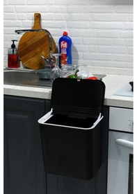 Resim Tfx Çift Yön Kapak Tezgaha Asılabilir Çöp Kovası Siyah Siyah 
