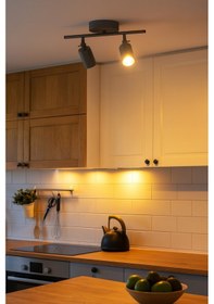 Resim Spoti 2'li Antrasit Renk Gün Işığı Modern Tasarım Cafe - Mutfak - Banyo Spot Ledli Sıralı Avize Antrasit 