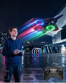 Resim Led Işıklı Fighter Jet Tasarımlı Drone Uzaktan Kumandalı Akrobatik Oyuncak Uçak 