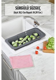 Resim Lavoba İçi Sürgülü Açılır Kapanır Sebze Meyve Süzgeci Füme Açık 38,5 Cm Kapalı 34,50 Cm 