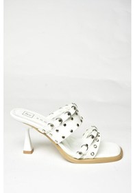 Resim Fox Shoes U518280408 Beyaz Rugan Kalın Topuklu Kadın Terlik Beyaz 