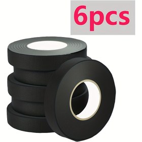 Resim 6 Adet Dayanıklı Elektrik Bandı - Yüksek Isıya Dayanıklı, Su Geçirmez, Gürültü Azaltıcı, Darbe Emici, Kendinden Yapışkanlı Flanel Sarma - Otomotiv ve DIY Projeleri İçin, Yapıştırıcısız, Siyah, Pürüzsüz Yüzeyli Elektrik Yalıtımı 