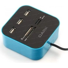 Resim USB 2.0 Çoklu Kart Okuyucu ve 3xusb 2.0 Çoklayıcı Hub (Mavi) (DK-AC-UCR202BL) 