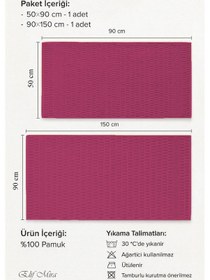 Resim Banyo Havlu Seti %100 Pamuk 2 Parça 50 90 + 90 150 Cm Soft Comfort Vişne 