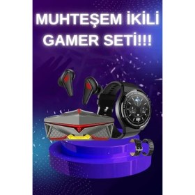 Resim Hobilinka Anc Özellikli Bluetooth Kulaklık ve Amoled Ekran Akıllı Saat Uyku ve Sağlık Takibi Nabız Öl 