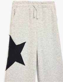 Resim Koton Yıldız Nakışlı Cepli Beli Bağcıklı Geniş Paça Eşofman Altı Kar Melanj 6skg40157ak Gri Melanj 