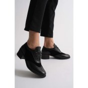 Resim Kadın Hakiki Deri Topuklu Oxford Ayakkabı - Siyah 