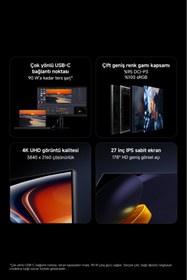 Resim Xiaomi 4K Monitor A27Ui-EU Oyuncu Monitörü (Xiaomi Türkiye Garantili) 