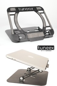 Resim tuneex Xleath Tüm Modellerle Uyumlu Katlanabilir Sınırsız Açılı Deri Korumalı Laptop Standı Soğutucu 