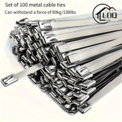 Resim LDQ 100 adet 30.48cm Ağır Hizmet Tipi Paslanmaz Çelik Fermuar Bağları - Paslanmaz, Makine, Araçlar, Egzoz Sarma & Dış Mekan Kullanımı için Çok Amaçlı Kendinden Kilitli Kablo Bağları 