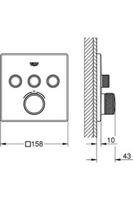 Resim Grohe Grohtherm Smartcontrol Üç Valfli Akış Kontrollü, Ankastre Termostatik Duş Bataryası - 29126dl0 