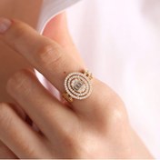 Resim Sembol Gold Sarı Altın Baget Yüzük Oval Form 