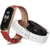 Resim Sones Xiaomi Mi Band 6/5/4/3 Mijobs Metal Kasa Crazy Horse Doku Pu Mikrofiber Artı Watch Band 