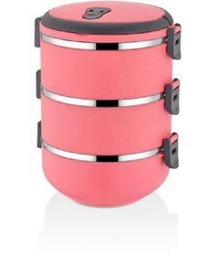 Resim Davet Freshbox 3 Katlı Sızdırmaz Yemek Termosu Sefer Tası Saklama Kabı Koyu Pembe 