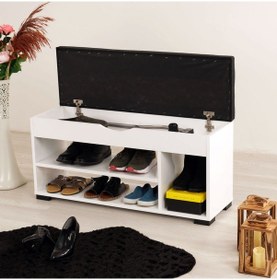 Resim Arna Beyaz Puflu Ayakkabılık 