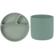 Resim Oioi 2'li Beslenme Seti Bardak+Porsiyon Tabak Haki 