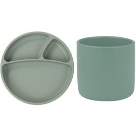 Resim Oioi 2'li Beslenme Seti Bardak+Porsiyon Tabak Haki 