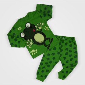 Resim Gubi Kids Unisex Bebek Kurbağa Baskılı Çocuk Pijama Takımı %100 Pamuklu 
