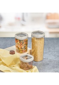 Resim Ceronni Bonny Erzak Saklama Kabı 3lü Set 1,8lt - 1lt - 600ml Bej Bej 