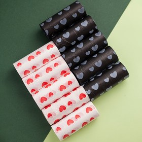 Resim 10 Rulo/150 Adet, 20 Rulo/300 Adet Kalp Desenli Çöp Poşeti, Taşınabilir ve Kolay Temizlenebilir, 15 Poşet/Rulo, Kalın, Dayanıklı, Koku Geçirmez, Dış Mekan Köpek Gezdirme ve Seyahat İçin Uygun, Evcil Hayvan Temizlik Poşetleri 