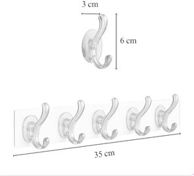 Resim 2 Adet Şeffaf Duvar Askısı 5’li Set – İz Bırakmayan, Güçlü Yapışkanlı, Delmeden Montaj, Kapı Arkası, Banyo ve Mutfak İçin Şeffaf Organizer Kanca Askılık 