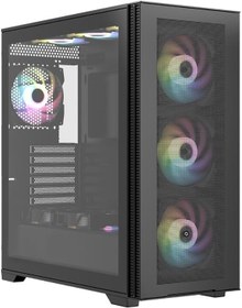 Resim GAMEFORCE Bigmesh ATX Bilgisayar Kasası, 7x120mm RGB Fan, Siyah, Temperli Cam Panel, Oyuncu PC Kasası 
