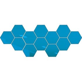 Resim Yapışkan Altıgen Ayna Duvar Sticker'ı - 12 Adet, Mavi, 20x17cm Mavi Mavi 