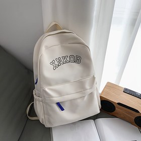 Resim 1 adet Kadınlar için Rahat Alfabe Sırt Çantası, Ayarlanabilir Omuz Askısı ile Nylon Okul Kitabı Çantası, Fermuar Kapatma, Polyester Astar, Seyahat Omuz Çantası - Beyaz 