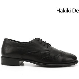 Resim Gön Siyah Bağcıklı Zımbalı Hakiki Deri Oxford Ayakkabı siyah 