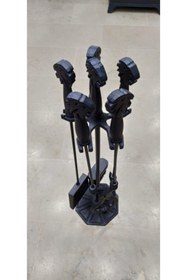 Resim BDS Şömine Maşa Kürek Aslan Takımı Döküm Maşa Kürek Seti 