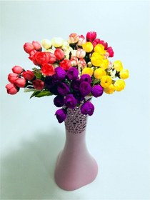 Resim 40cm Uzun Desenli Pembe 6 Renk Fındık Tomurcuk Güllü Vazo 