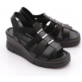 Resim Dgn 2700 -23740 Kadin Kalin Taban Sandalet Siyah 