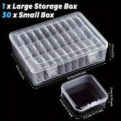 Resim 30 Bölümlü Şeffaf Plastik Organizer Kutusu, Boncuk, Mücevher ve El Sanatları için 30 Adet Çıkarılabilir Küçük Depolama Kapları - Yığınlanabilir ve Dayanıklı Ev Organizasyon Çözümü 
